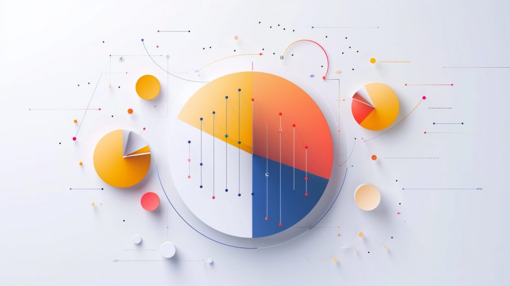 Zu sehen ist eine 3D-Grafik von mehreren Diagrammen, bunte Grafik