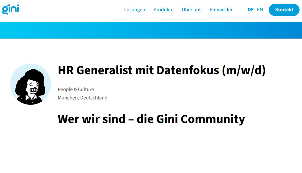 Zu sehen ist ein Screenshot der Webseite Gini