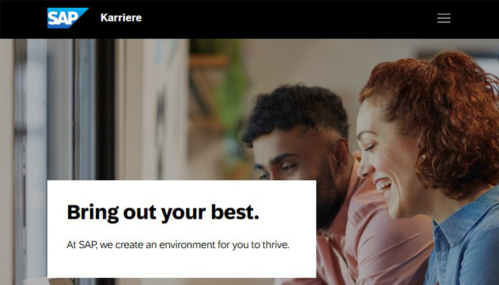 Zu sehen ist ein Screenshot der Webseite SAP